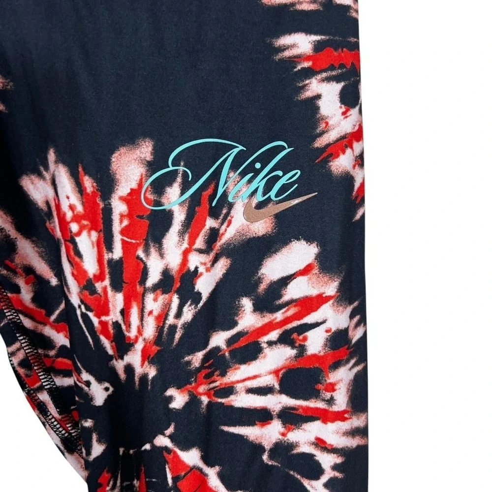 Nike Dri-FIT Tie Dye Burst Leggings Black Red White Athletic Yoga Size M